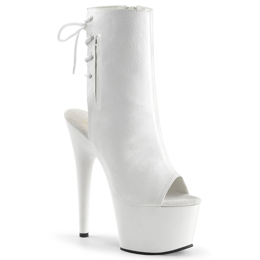 Pleaser Botas de tobillo para mujer ADORE-1018 Wht Faux Cuero / WHT