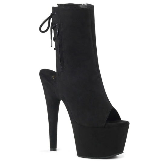 Pleaser Botas de tobillo para mujer ADORE-1018fs Blk Faux Suda / Blk Suede