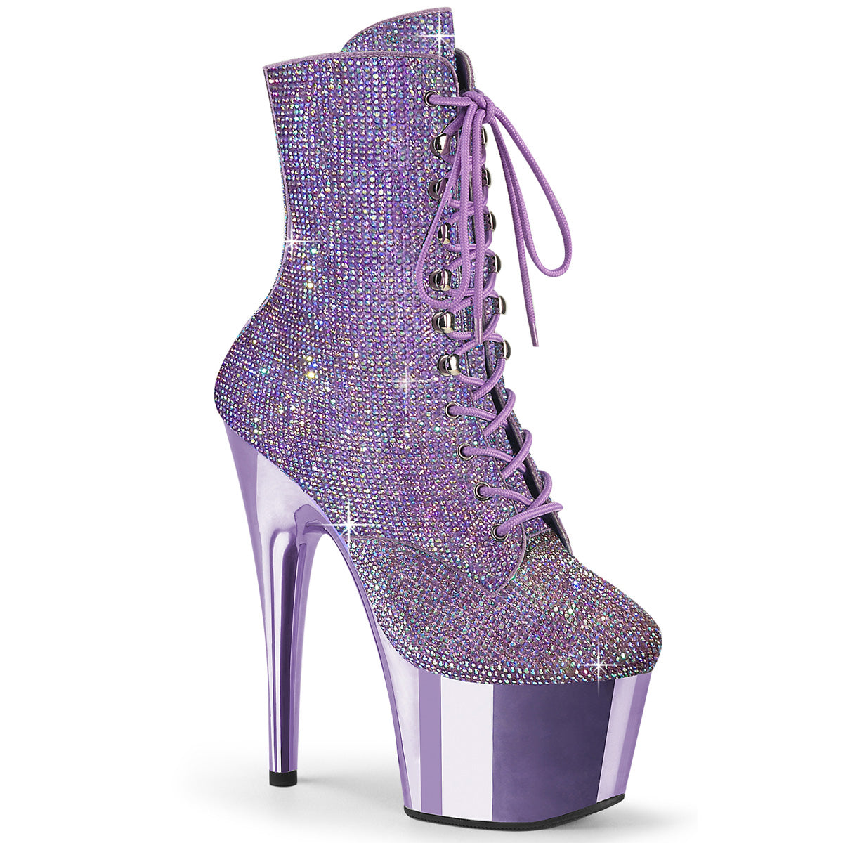 Pleaser Ankle Boots ADORE-1020CHRS Lavender Multi RS/Lavender Chrome