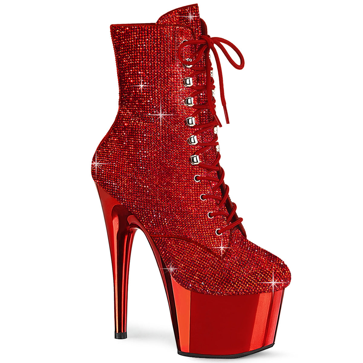 Pleaser Ankle Boots ADORE-1020CHRS Red RS/Red Chrome