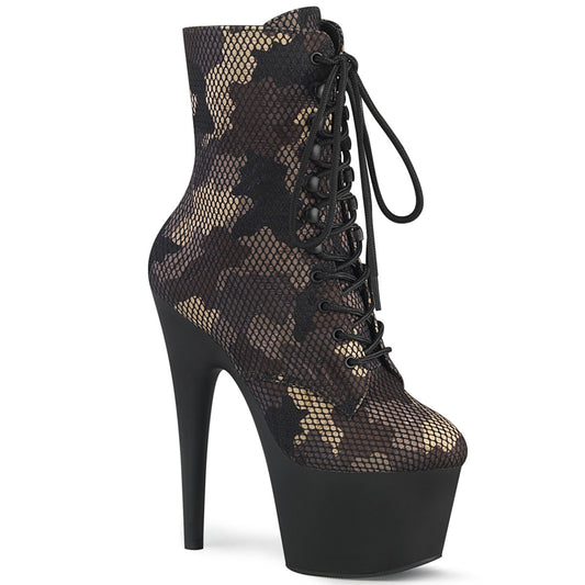 Pleaser Botas de tobillo para mujer ADORE-1020cm Camo de camuflaje verde / BLK MATE