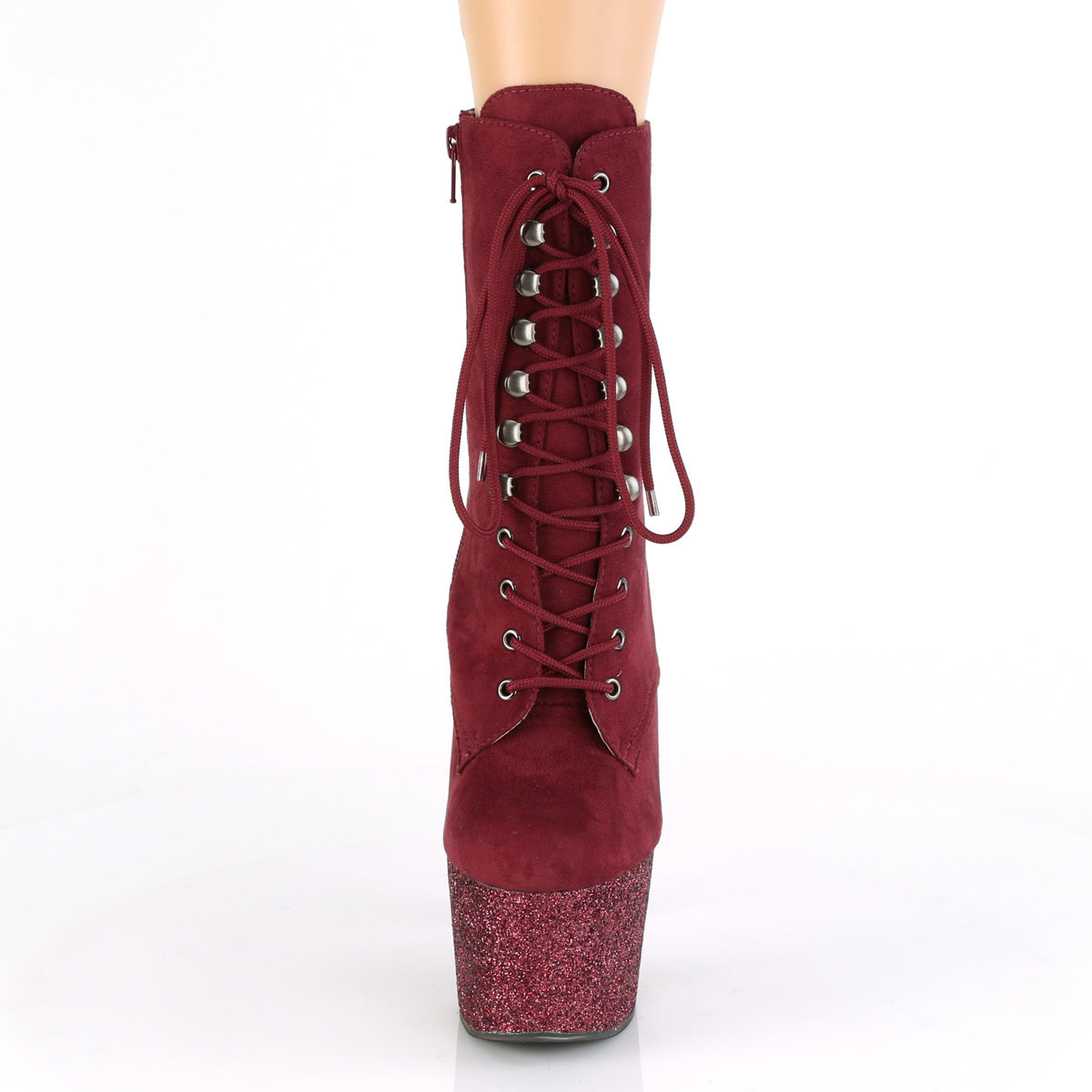 Pleaser Botas de tobillo para mujer ADORE-1020FSMG BURGUNDY F. SUEDE / BURGUNDY MULTI MINI GLTR