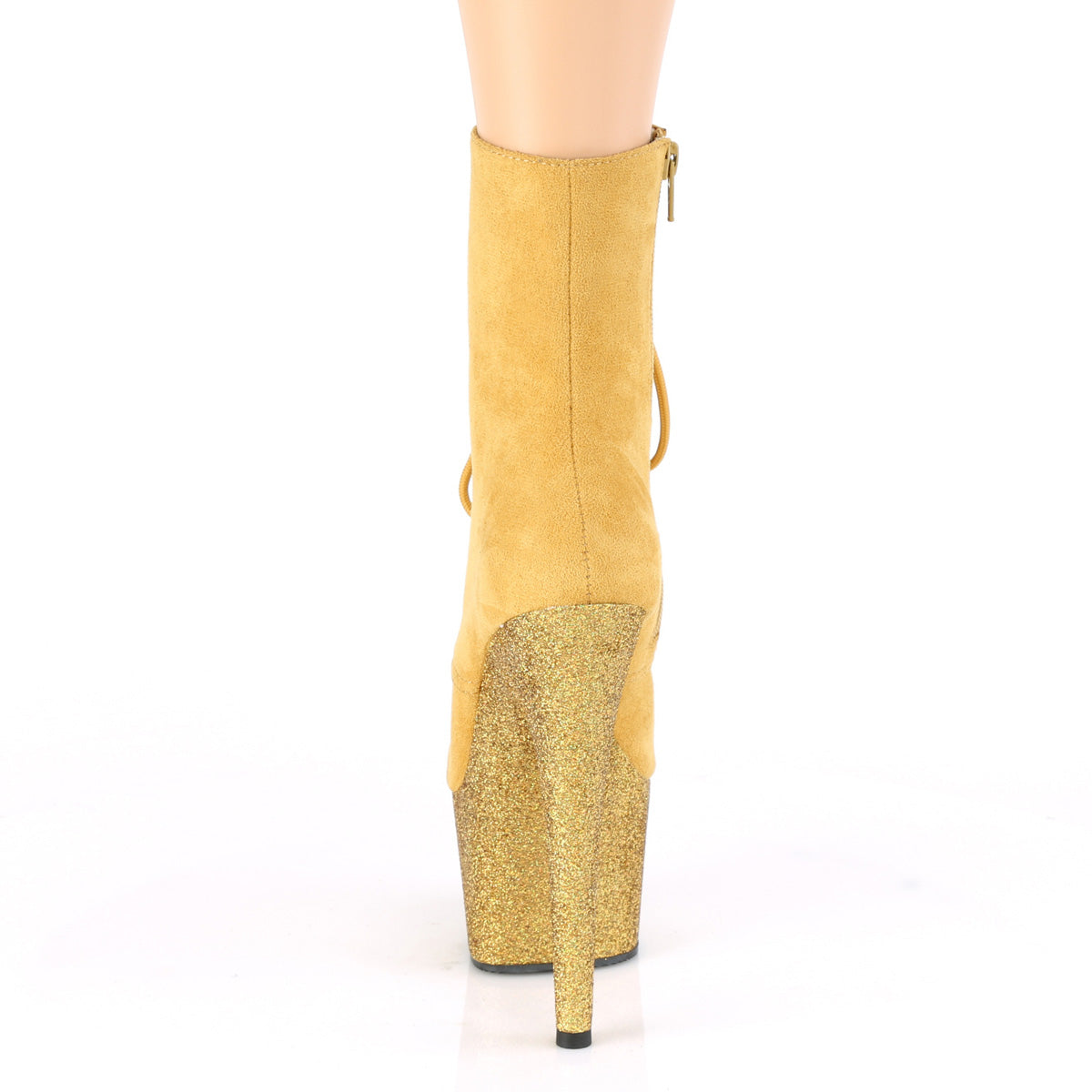 Pleaser Botas de tobillo para mujer ADORE-1020FSMG Mustard F.Suede / Mustard Multi Mini Brillo
