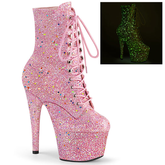 Pleaser Botas de tobillo para mujer ADORE-1020gdlg rosa múltiples brillo / rosa múltiples brillo