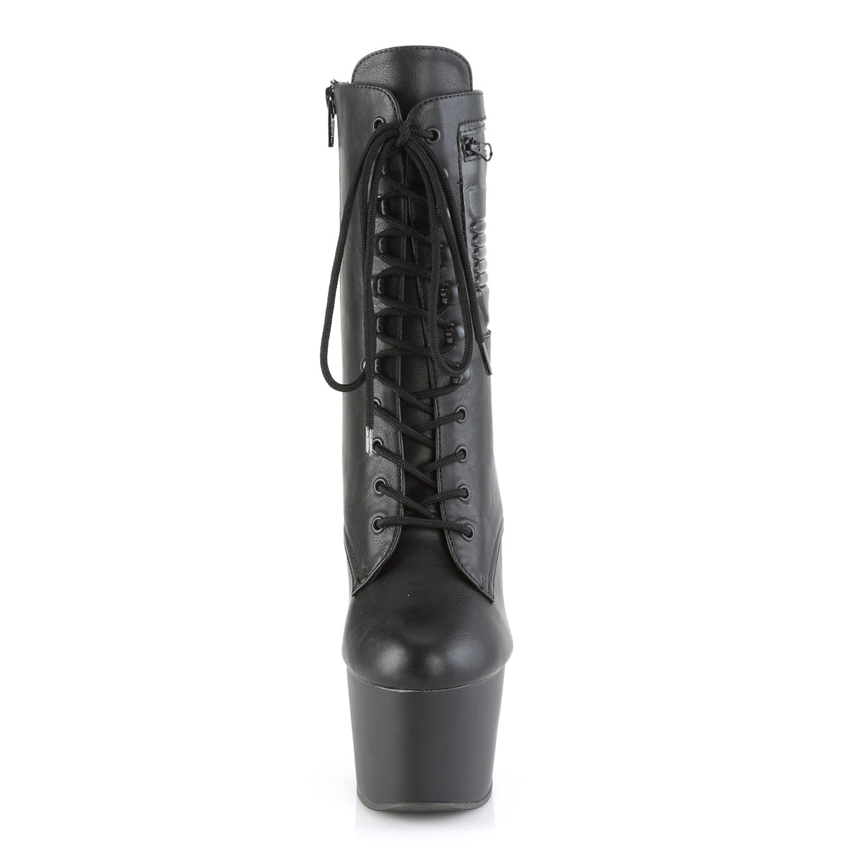 Pleaser Botas de tobillo para mujer ADORE-1020pk Blk Faux Cuero / Blk Mate