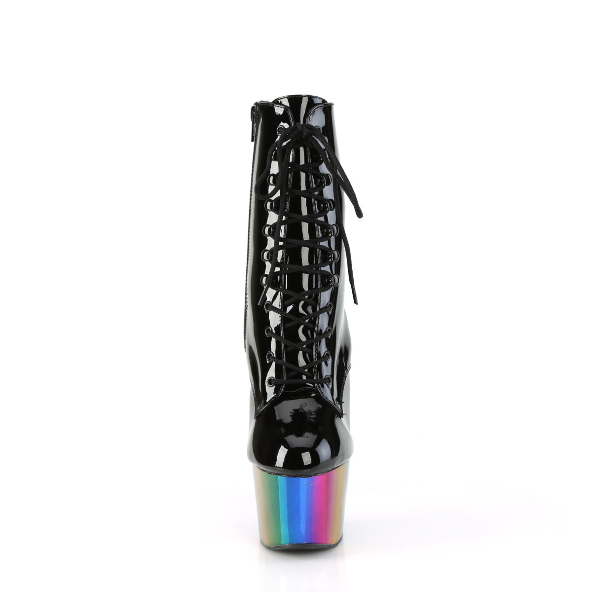 Pleaser Ankle Boots ADORE-1020RC Blk Pat/Rainbow Chrome