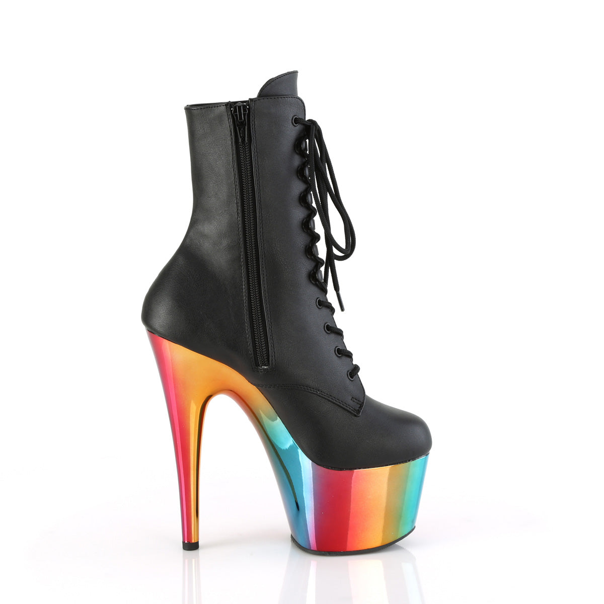 Pleaser Botines ADORE-1020rc Blk Faux Cuero /Rainbow Cromo
