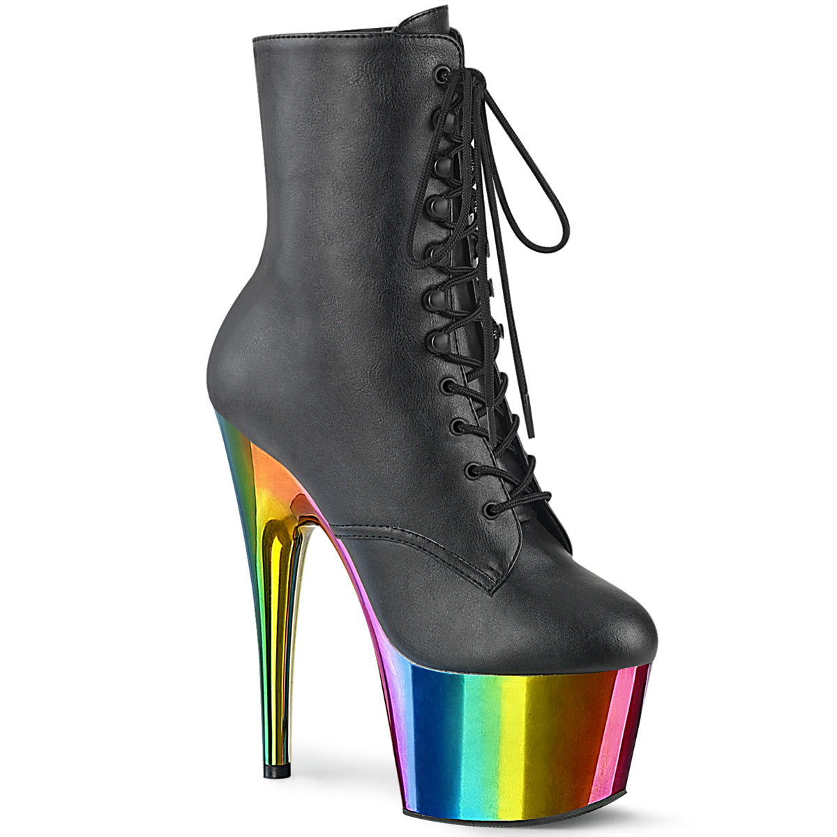 Pleaser Botines ADORE-1020rc Blk Faux Cuero /Rainbow Cromo