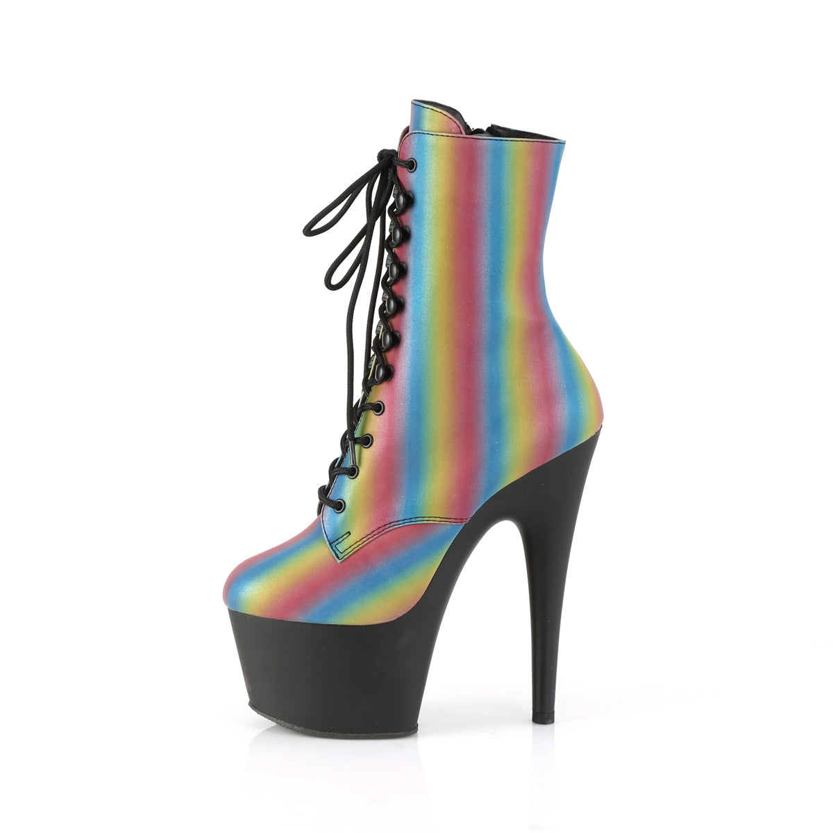 Pleaser Botas de tobillo para mujer ADORE-1020RFL-02 Rainbow Reflectante / blk mate