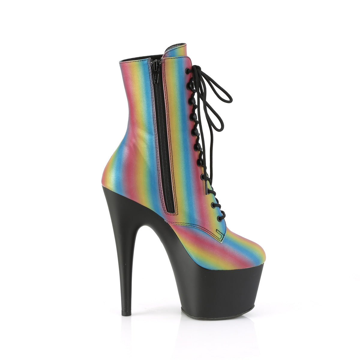 Pleaser Botas de tobillo para mujer ADORE-1020RFL-02 Rainbow Reflectante / blk mate
