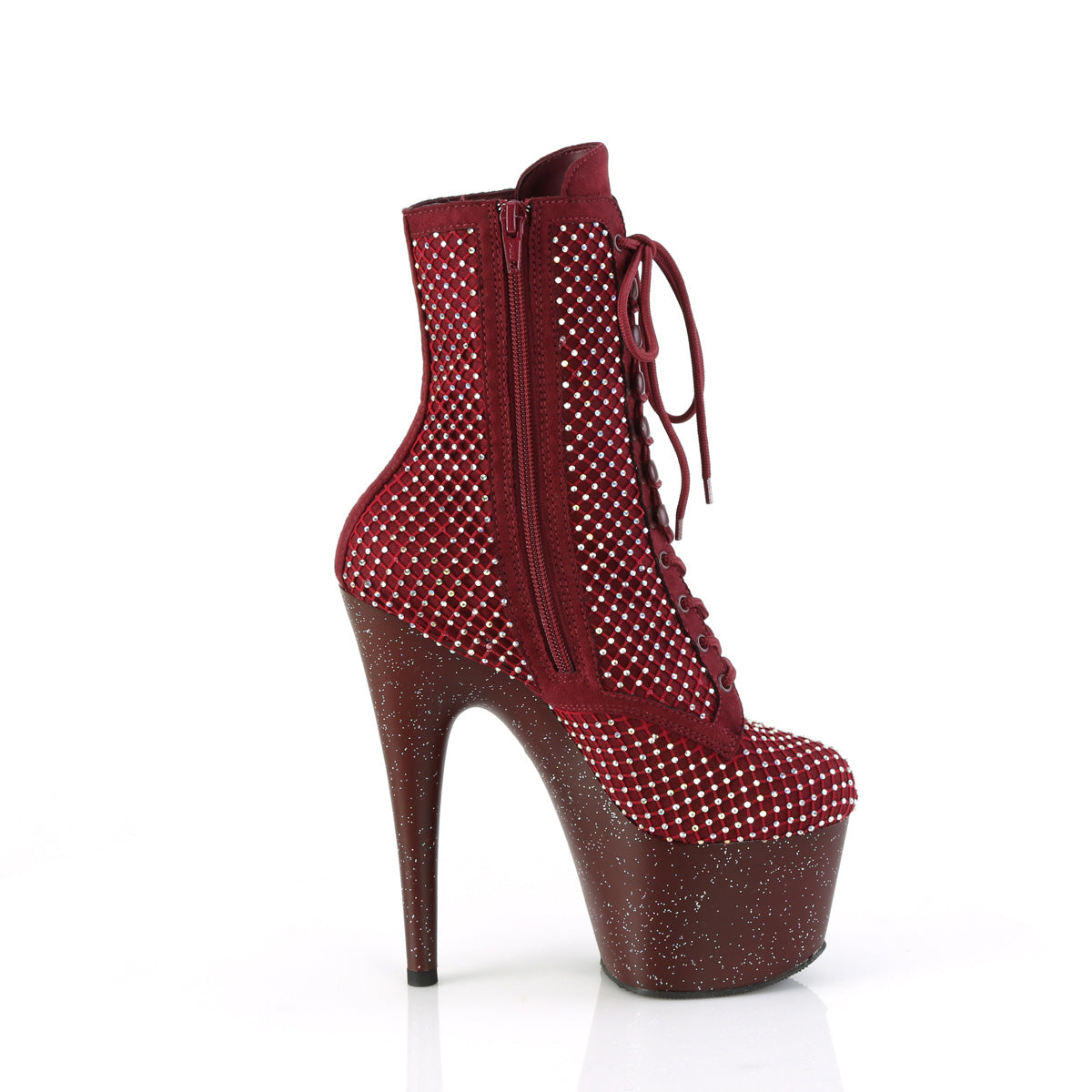 Pleaser Women's Platform Shoes ADORE-1020RM Burgundy Faux Suede-RS Mesh/Burgundy Mat