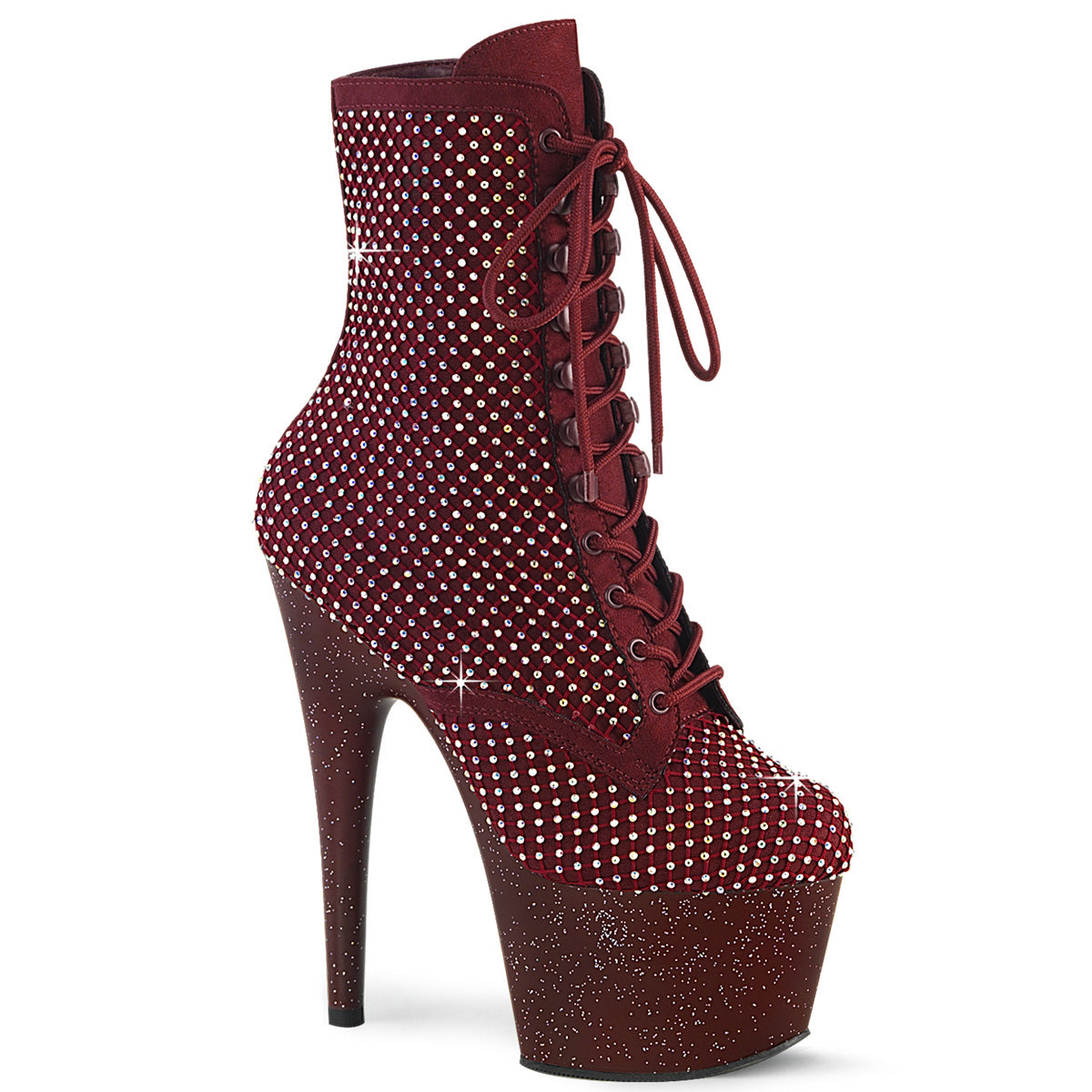 Pleaser Women's Platform Shoes ADORE-1020RM Burgundy Faux Suede-RS Mesh/Burgundy Mat