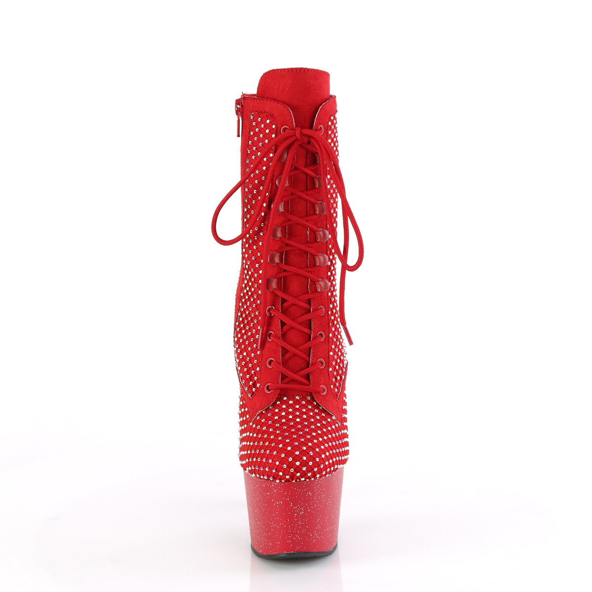 Pleaser Women's Platform Shoes ADORE-1020RM Red Faux Suede-RS Mesh/Red Matte