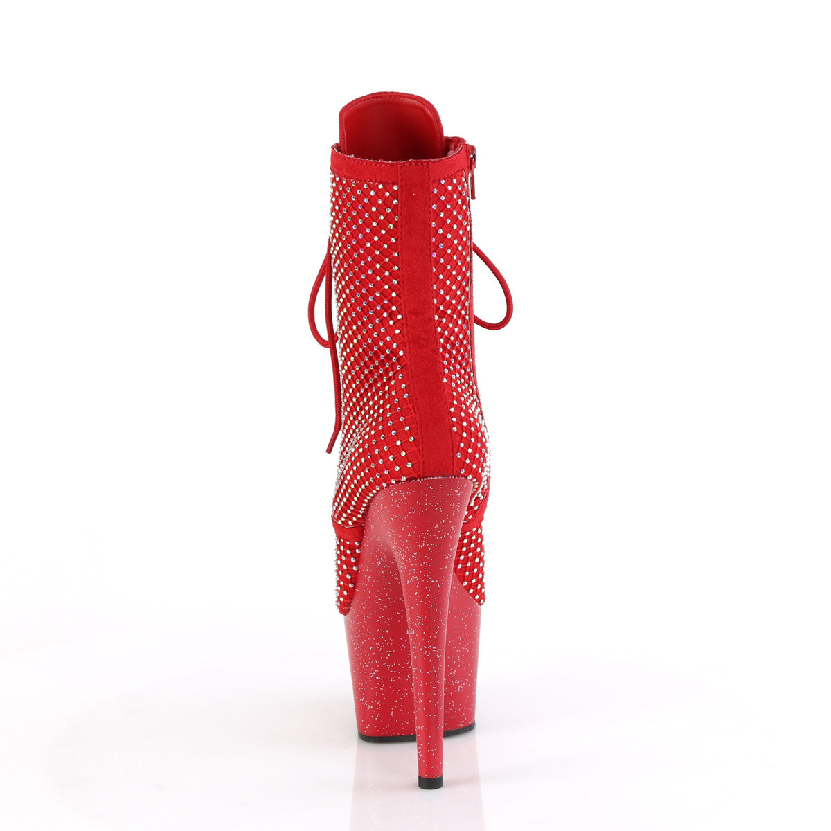 Pleaser Women's Platform Shoes ADORE-1020RM Red Faux Suede-RS Mesh/Red Matte