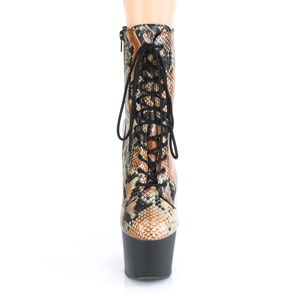 Pleaser Botas de tobillo para mujer ADORE-1020sp Gold Hero Snake Print / Blk Matte