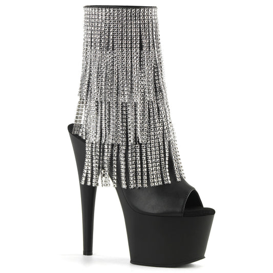 Pleaser Botas de tobillo para mujer ADORE-1024RSF BLK Faux Cuero-SLV / BLK MATE