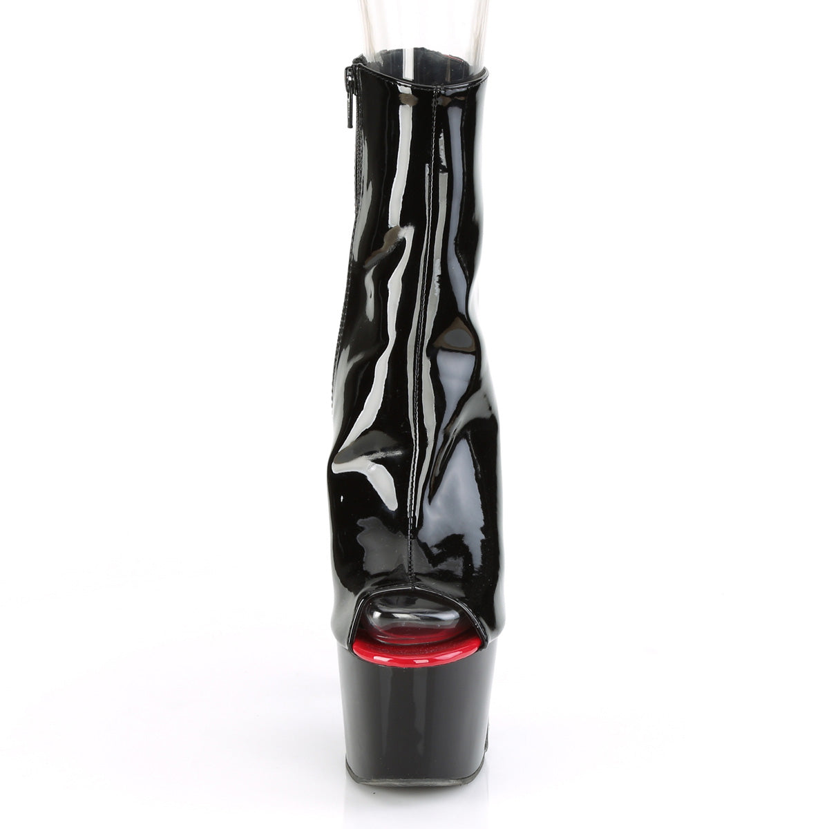 Pleaser Womens Ankle Boots ADORE-1025 Blk-Red Pat/Blk
