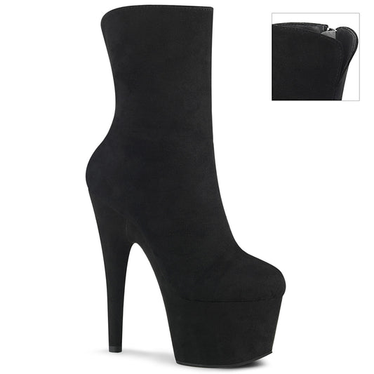 Pleaser Botas de tobillo para mujer ADORE-1042 Blk Faux Suede / Blk Faux Suede
