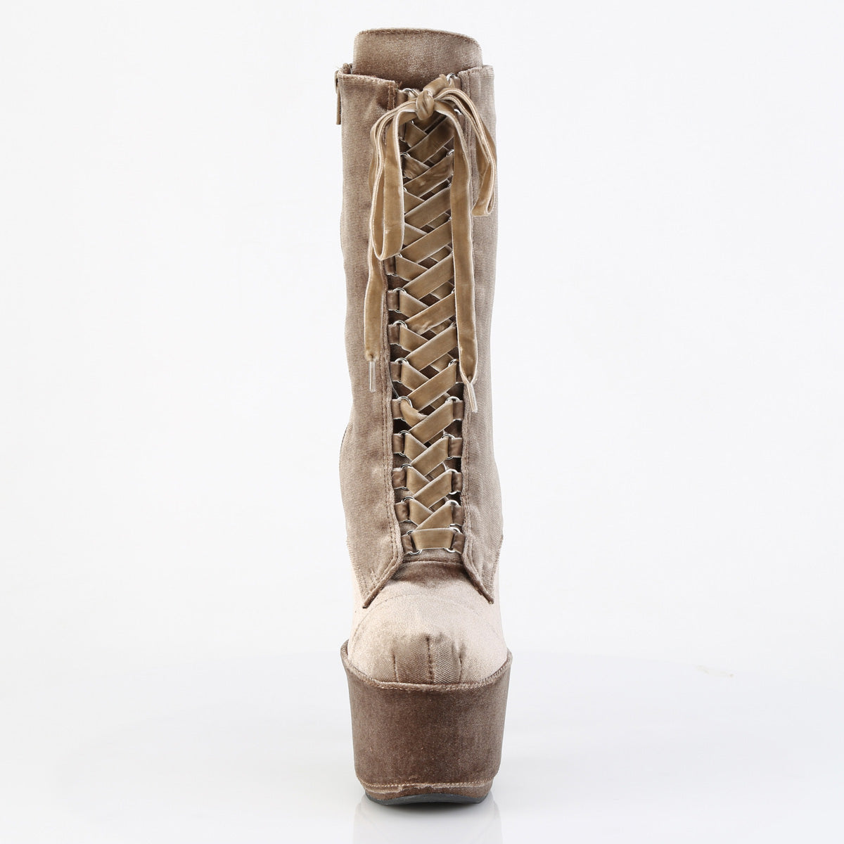 Pleaser Women's Platform Shoes ADORE-1045VEL Khaki Velvet/Khaki Velvet