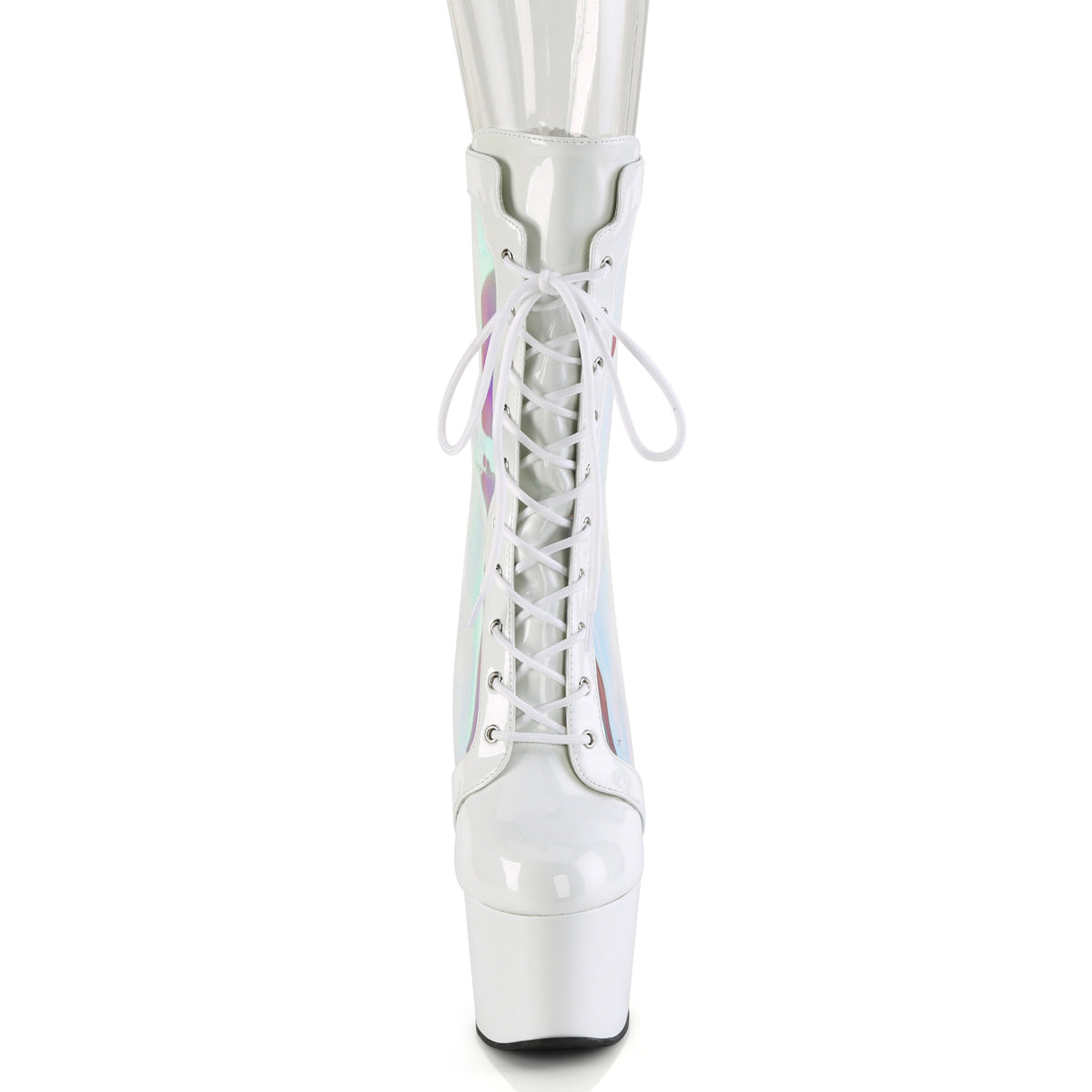 Pleaser Women's Platform Shoes ADORE-1047 Wht Pat-Holo/Wht