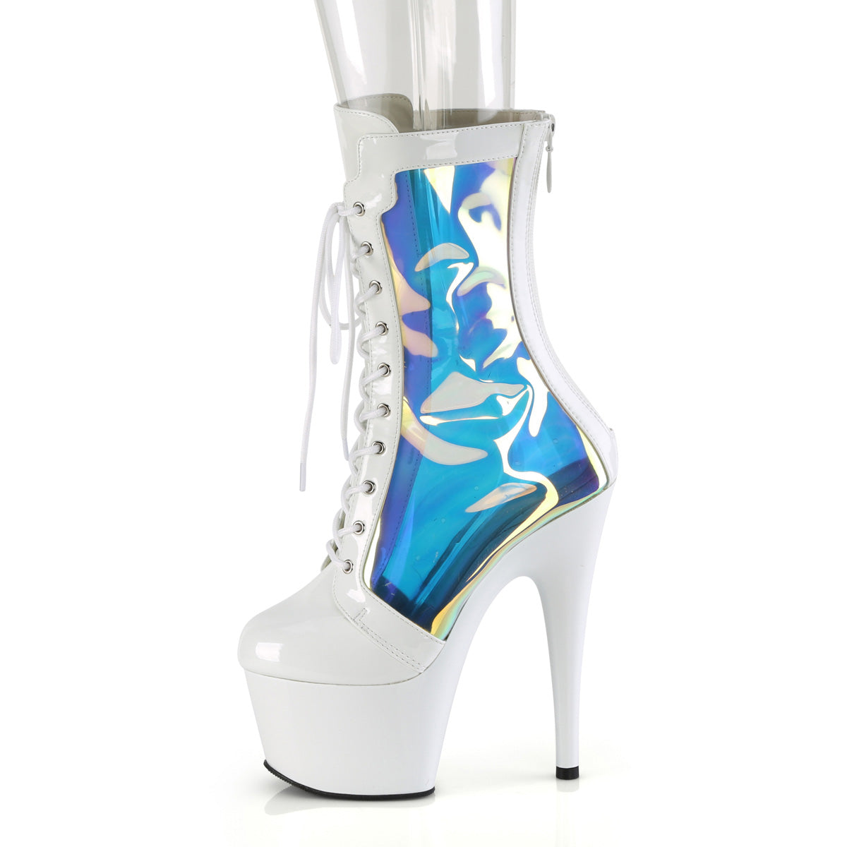 Pleaser Women's Platform Shoes ADORE-1047 Wht Pat-Holo/Wht