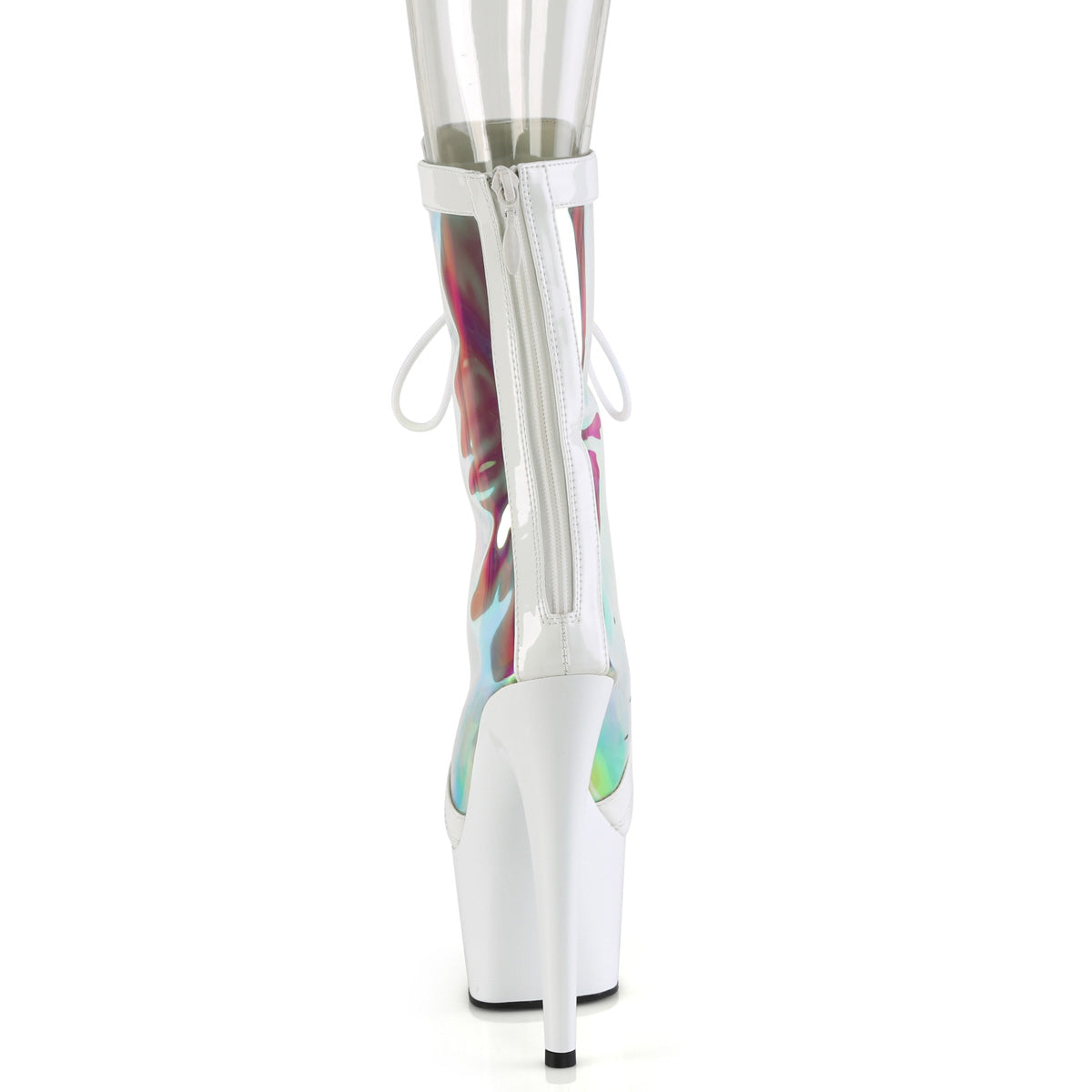 Pleaser Women's Platform Shoes ADORE-1047 Wht Pat-Holo/Wht