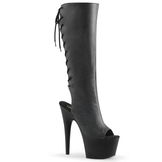 Pleaser Botas de mujer ADORE-2018 Blk Faux Cuero / Blk Mate