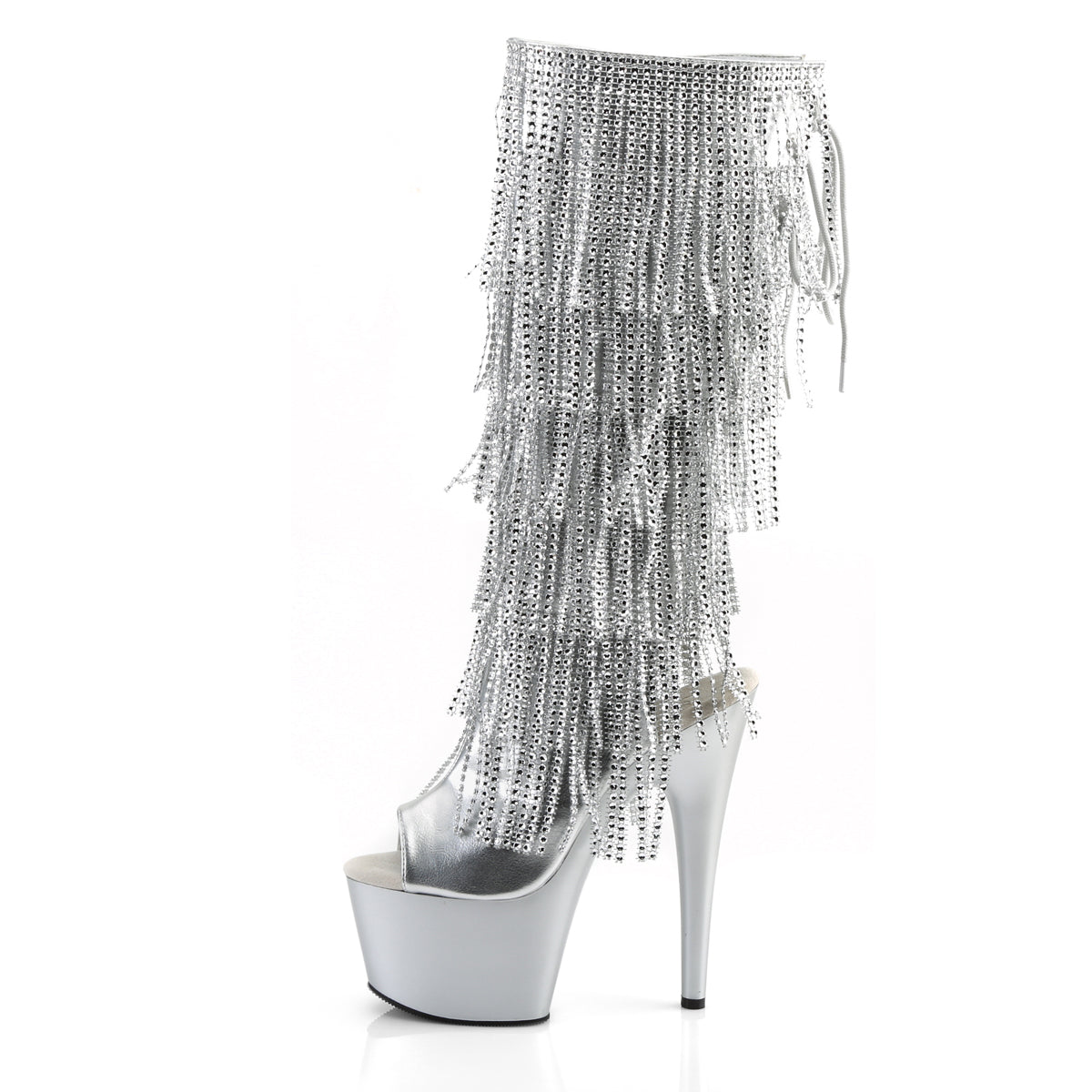 Pleaser Botas de mujer ADORE-2024RSF SLV Metallic PU / SLV MATE