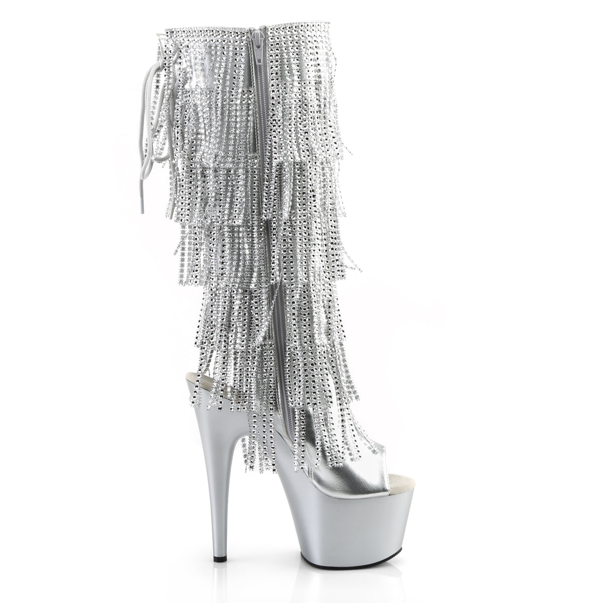 Pleaser Botas de mujer ADORE-2024RSF SLV Metallic PU / SLV MATE