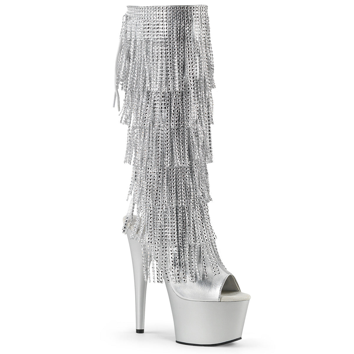 Pleaser Botas de mujer ADORE-2024RSF SLV Metallic PU / SLV MATE