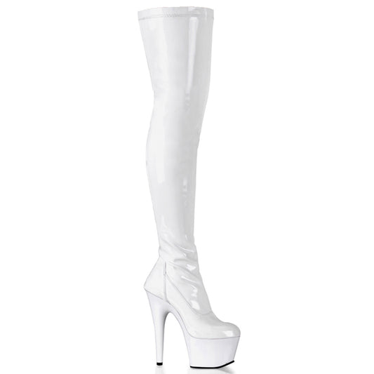 Pleaser Botas de mujer ADORE-3000 WHT STR PAT / WHT