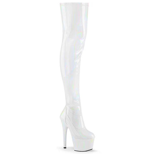 Pleaser Botas de mujer ADORE-3000hwr wht str. Holo / wht holo