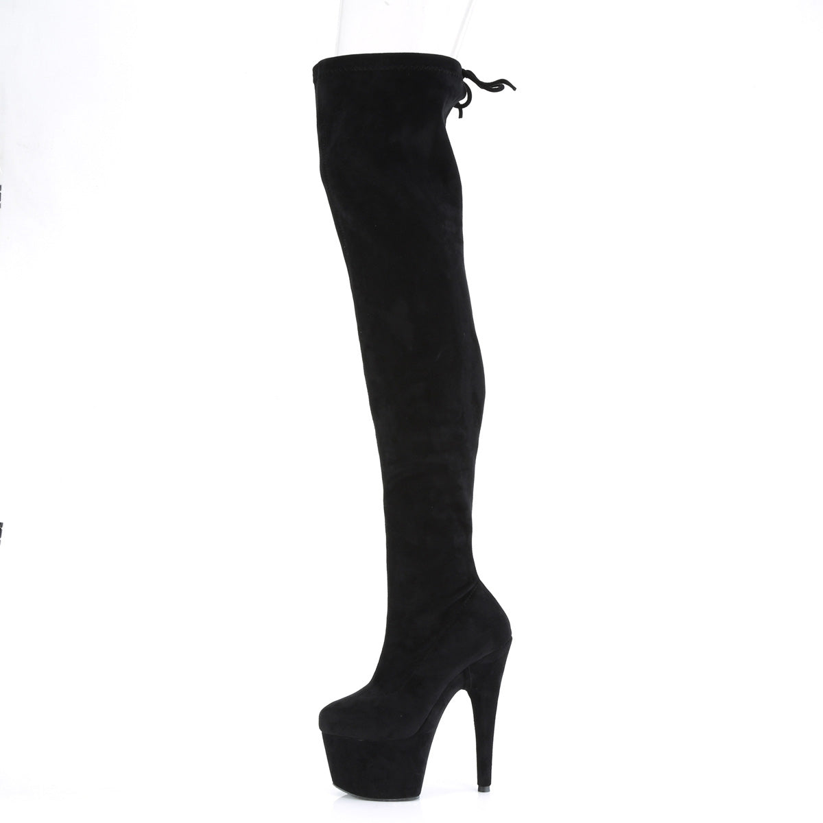 Pleaser Botas de mujer ADORE-3008 Blk Stretch Faux Suede / Blk Faux Suede