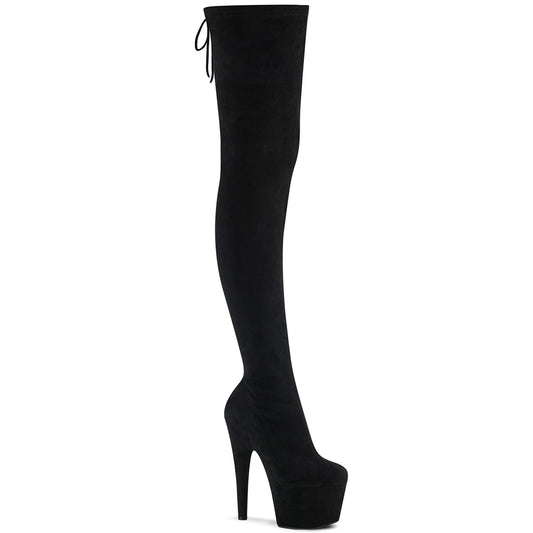 Pleaser Botas de mujer ADORE-3008 Blk Stretch Faux Suede / Blk Faux Suede