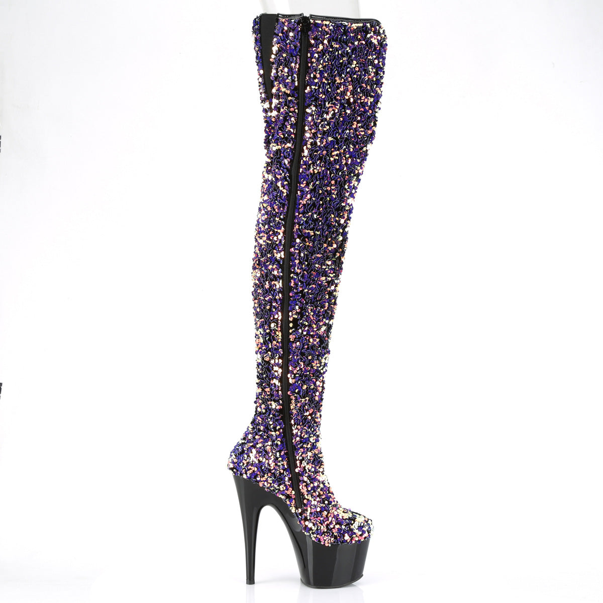 Pleaser Botas de mujer ADORE-3020 PURPLE MULTI LIZNAS / BLK