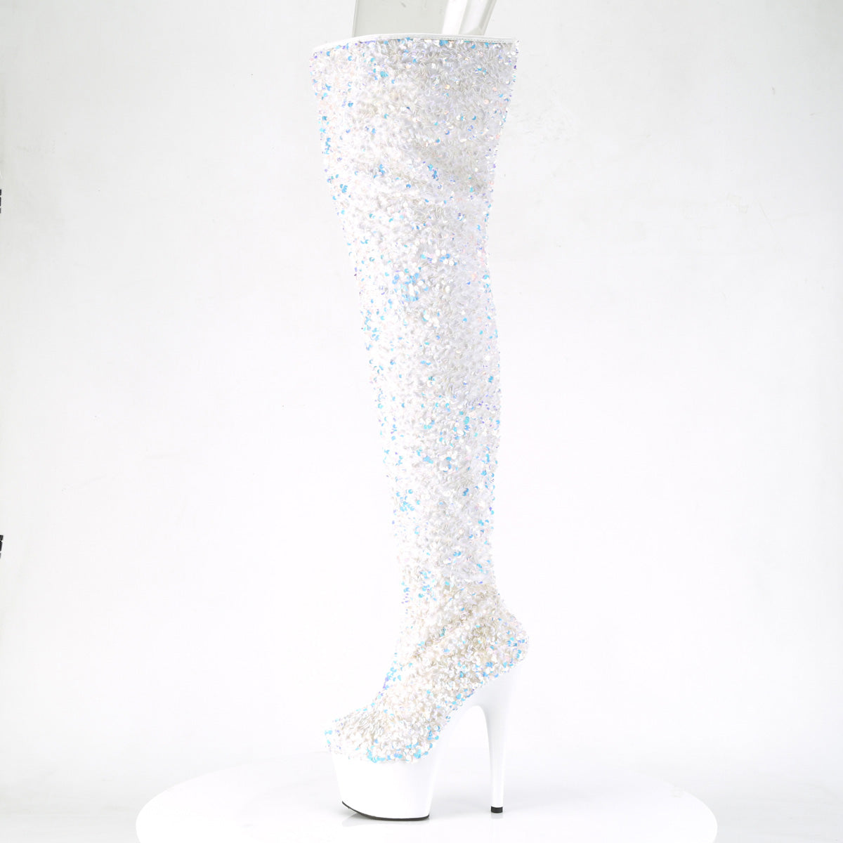 Pleaser Botas de mujer ADORE-3020 wht multi lentejuelas / wht