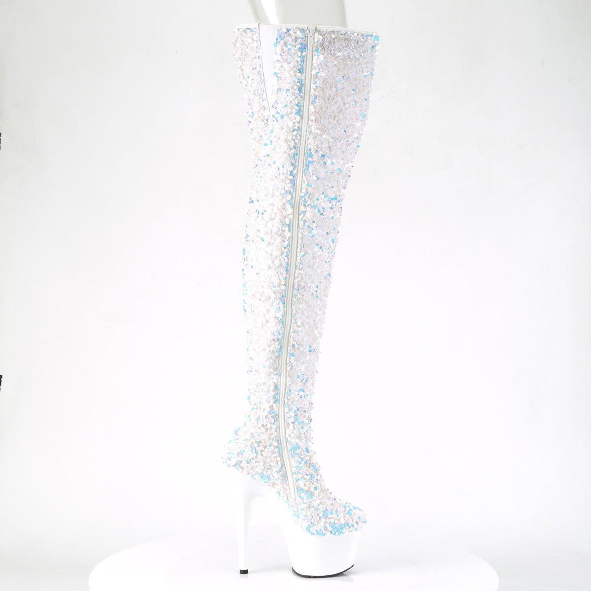 Pleaser Botas de mujer ADORE-3020 wht multi lentejuelas / wht