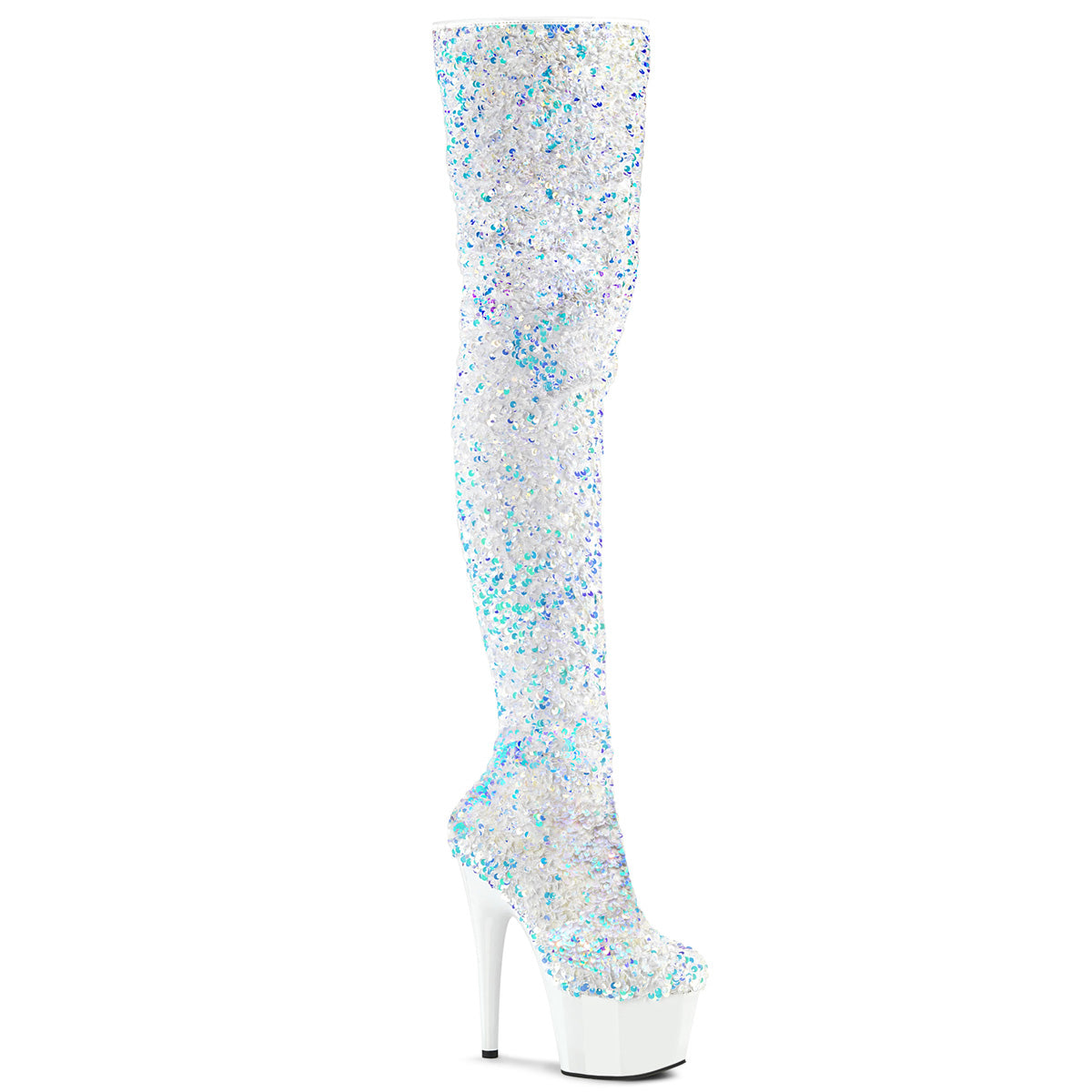 Pleaser Botas de mujer ADORE-3020 wht multi lentejuelas / wht