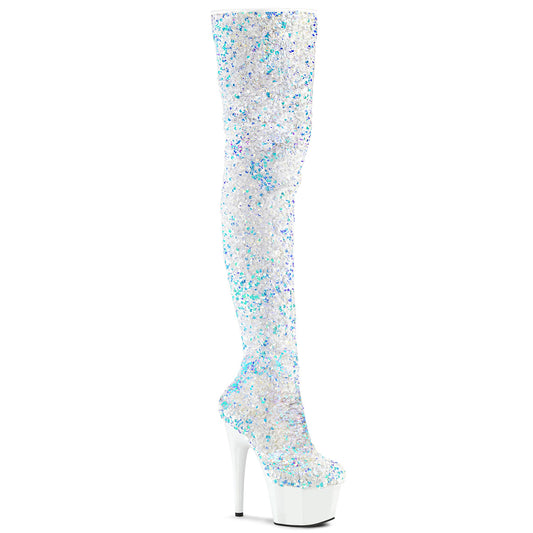 Pleaser Botas de mujer ADORE-3020 wht multi lentejuelas / wht
