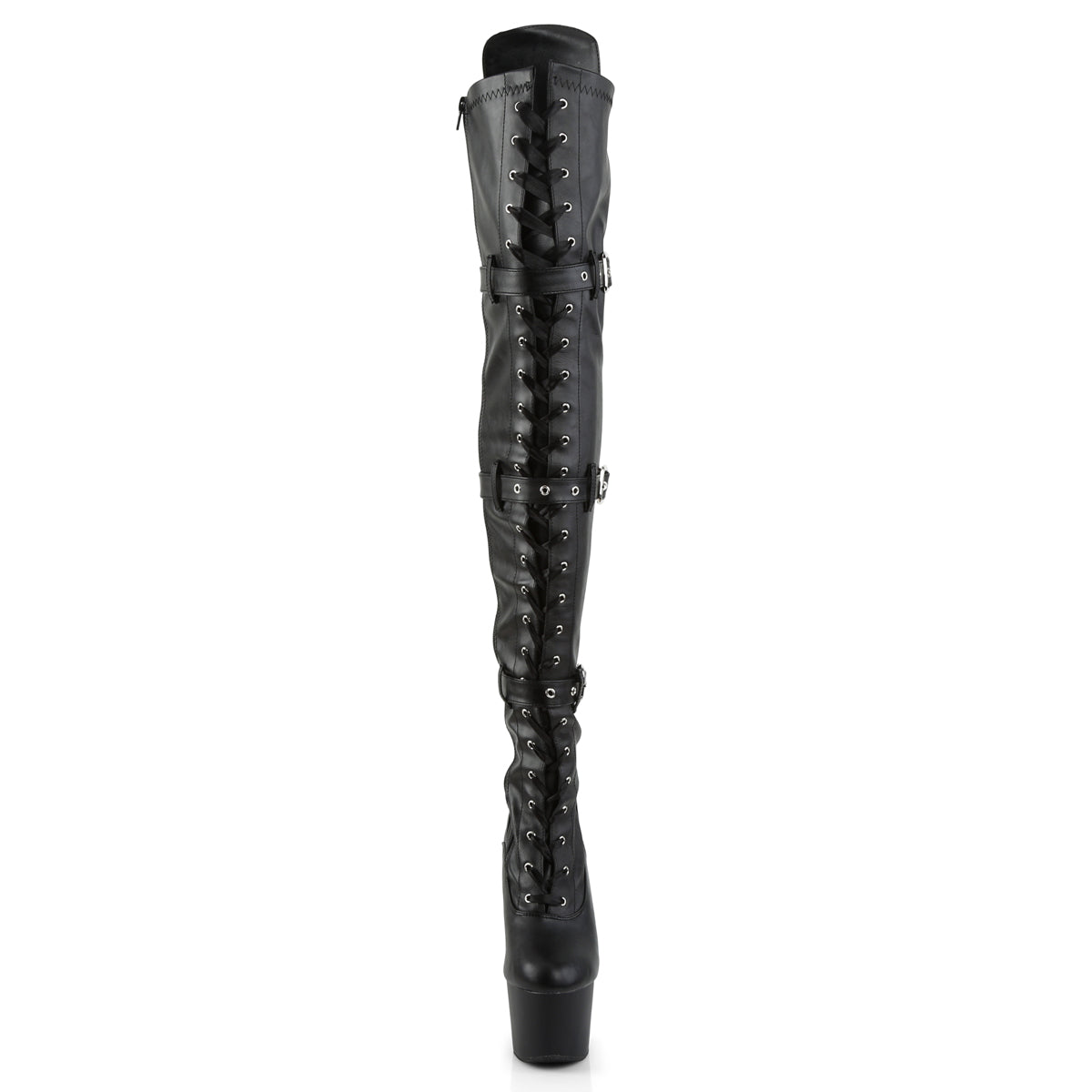 Pleaser Botas de mujer ADORE-3028 BLK STR Faux Cuero / Blk Mate
