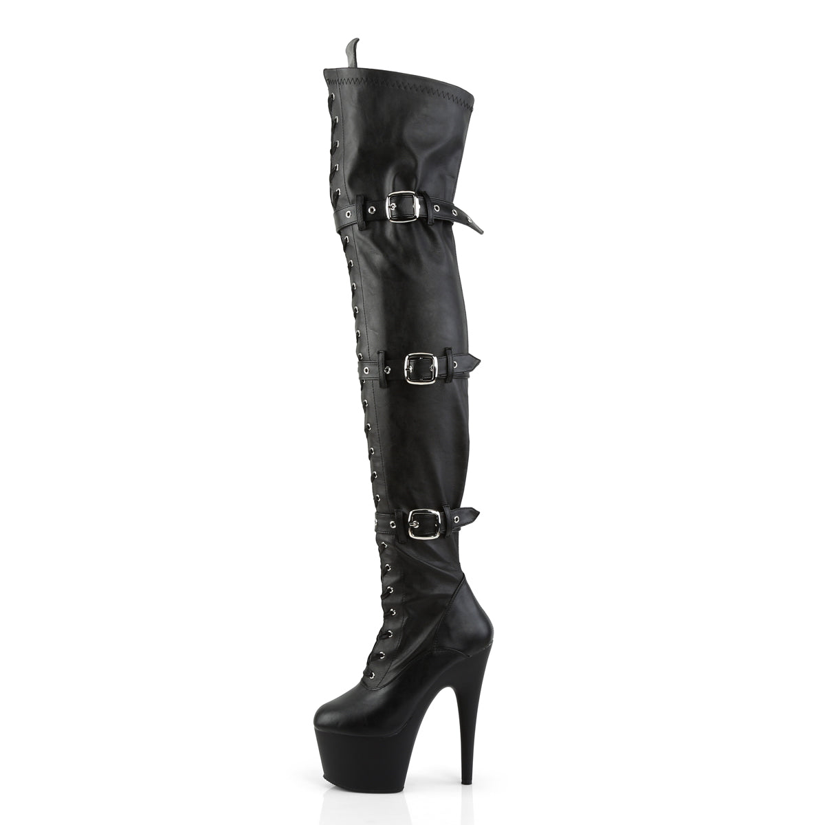 Pleaser Botas de mujer ADORE-3028 BLK STR Faux Cuero / Blk Mate