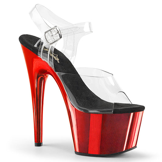 Pleaser Sandalias para mujer ADORE-708 clr / cromo rojo