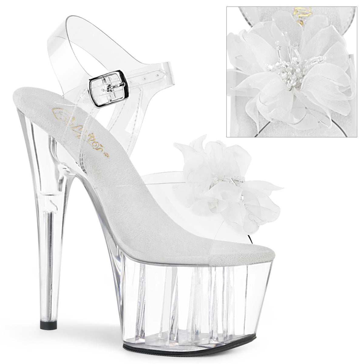 Pleaser Sandalias para mujer ADORE-708bfl clr-wht / clr
