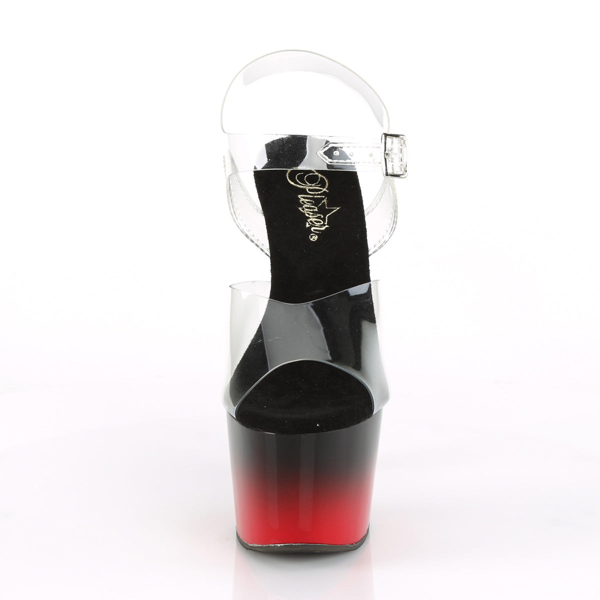 Pleaser Sandalias para mujer ADORE-708BR-H CLR / BLK-ROJO