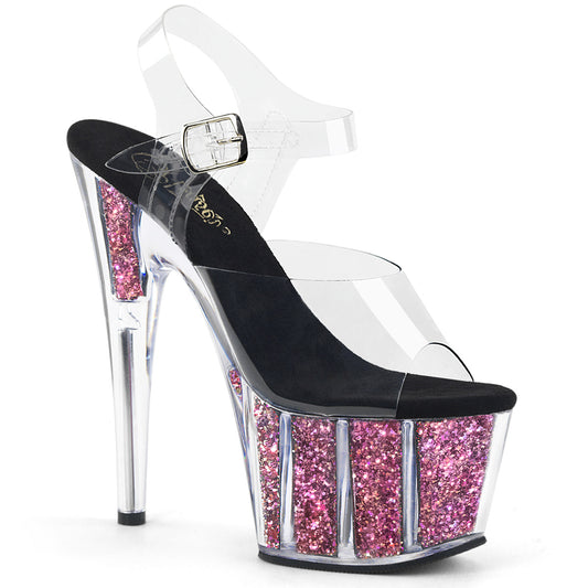 Pleaser Sandalias para mujer ADORE-708cg clr / rosa confeti brillo