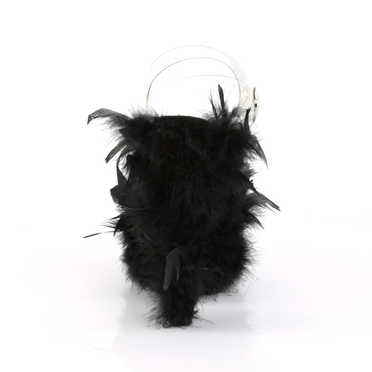 Pleaser Sandalias para mujer ADORE-708F clr / blk marabou pluma