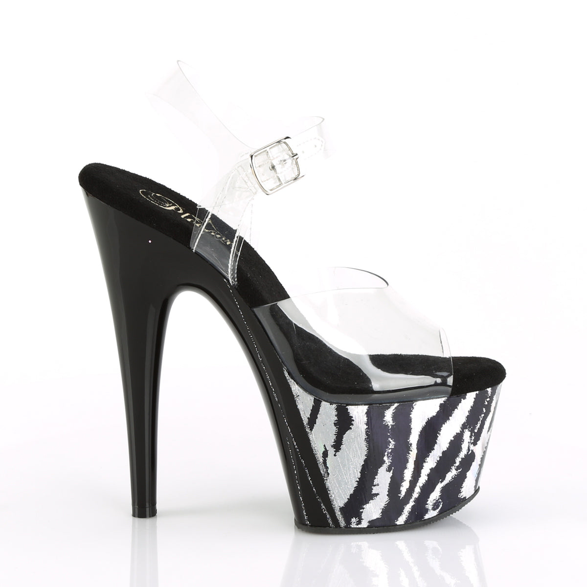Pleaser Sandalias para mujer ADORE-708HP-2 CLR / BLK-SLV Hologram