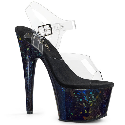 Pleaser Sandalias para mujer ADORE-708HSP CLR / Holograma Azul Midnight