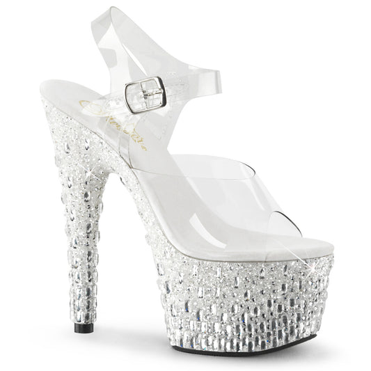 Pleaser Sandalias para mujer ADORE-708mr-5 clr / wht-slv