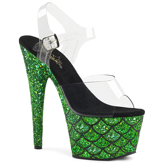 Pleaser Sandalias para mujer ADORE-708mslg clr / verde multi brillo